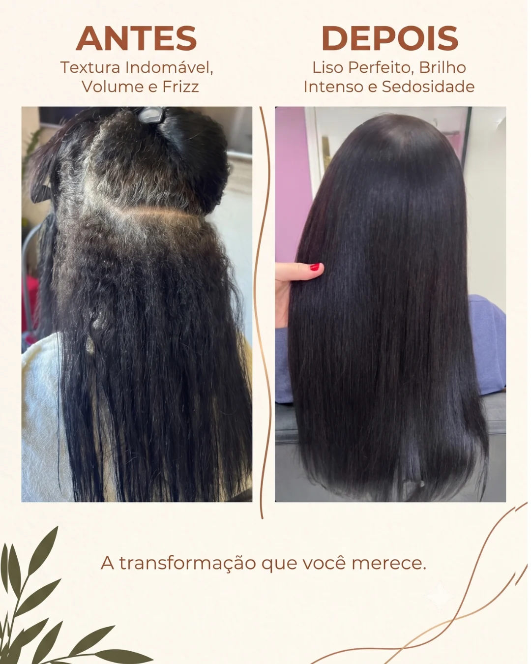 Resultado de alisamento com brilho e sedosidade